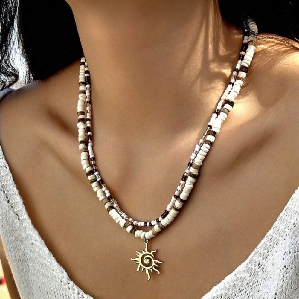 Boho Sun Charm Layered Necklace M686